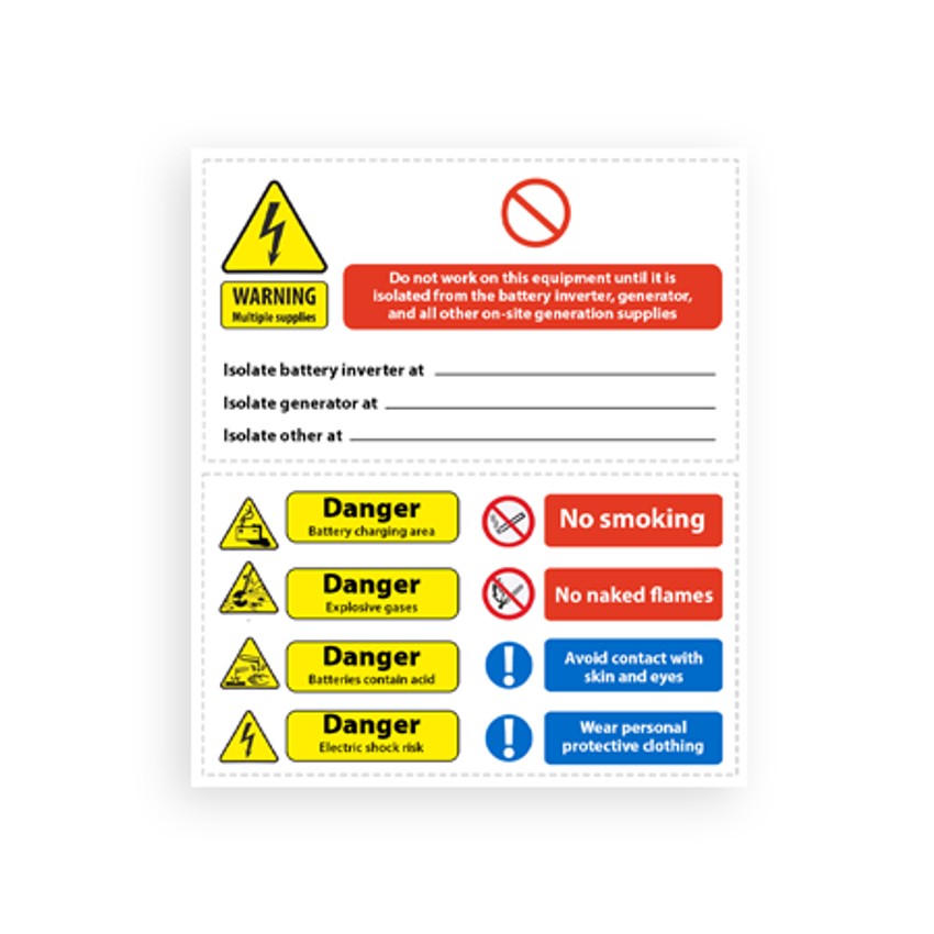 Customark Ltd Battery Hazard label ( 160mm*90mm x2 )