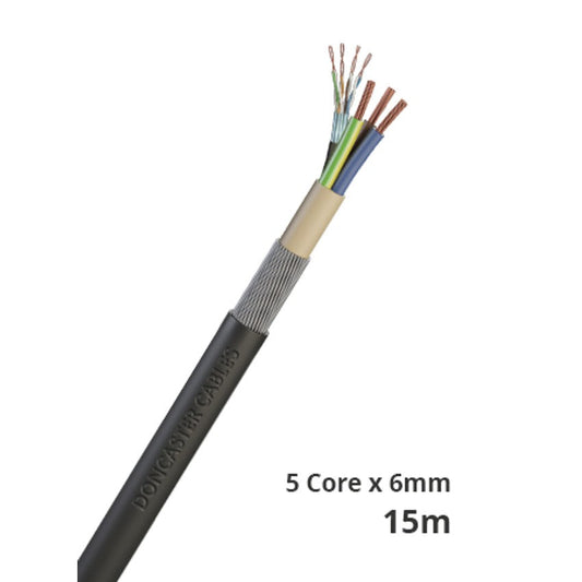 Doncaster Cables 6mm2 Five Core Cat5e EV Ultra Cable with SWA Sleeve - 15m