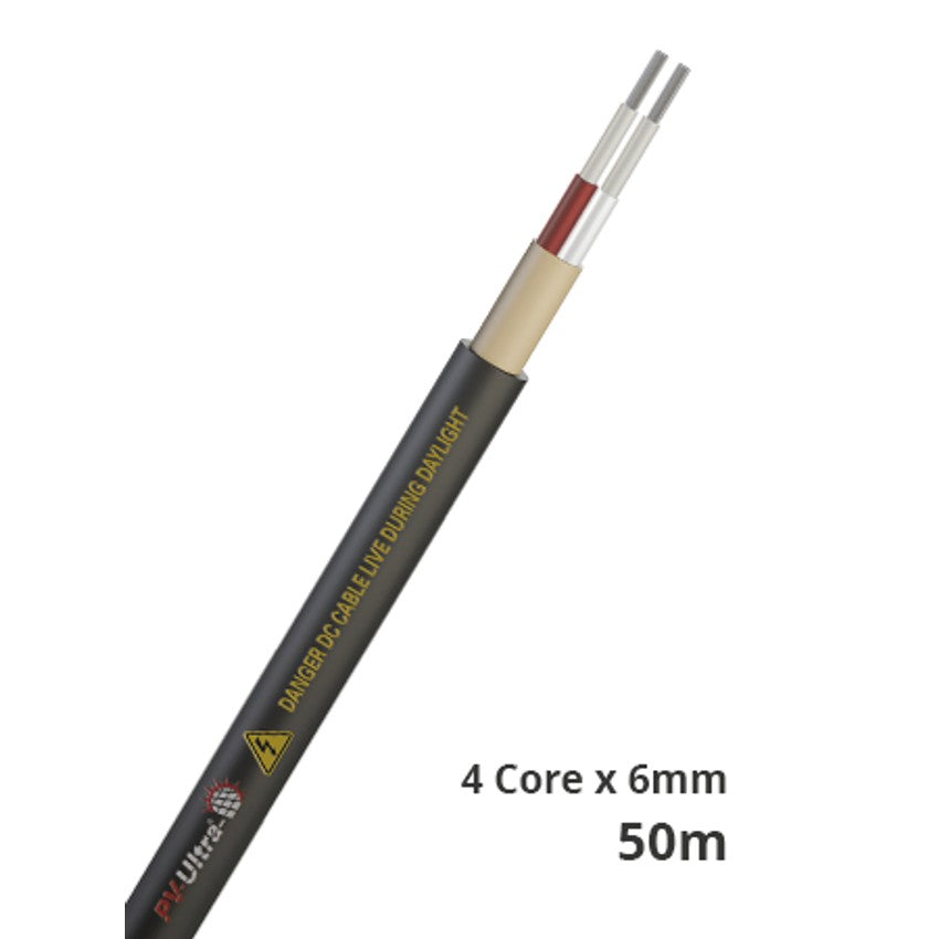 Doncaster Cables 6mm2 Four Core DC Cable 50m - Two Red and Two Black