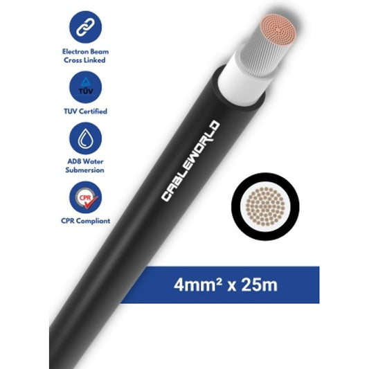 Cableworld 4mm2 single-core DC cable 25m - Black