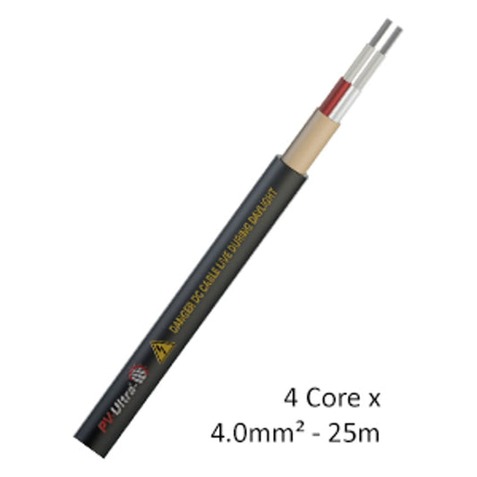 Doncaster Cables 4mm2 Four Core DC Cable 25m - Two Red and Two Black